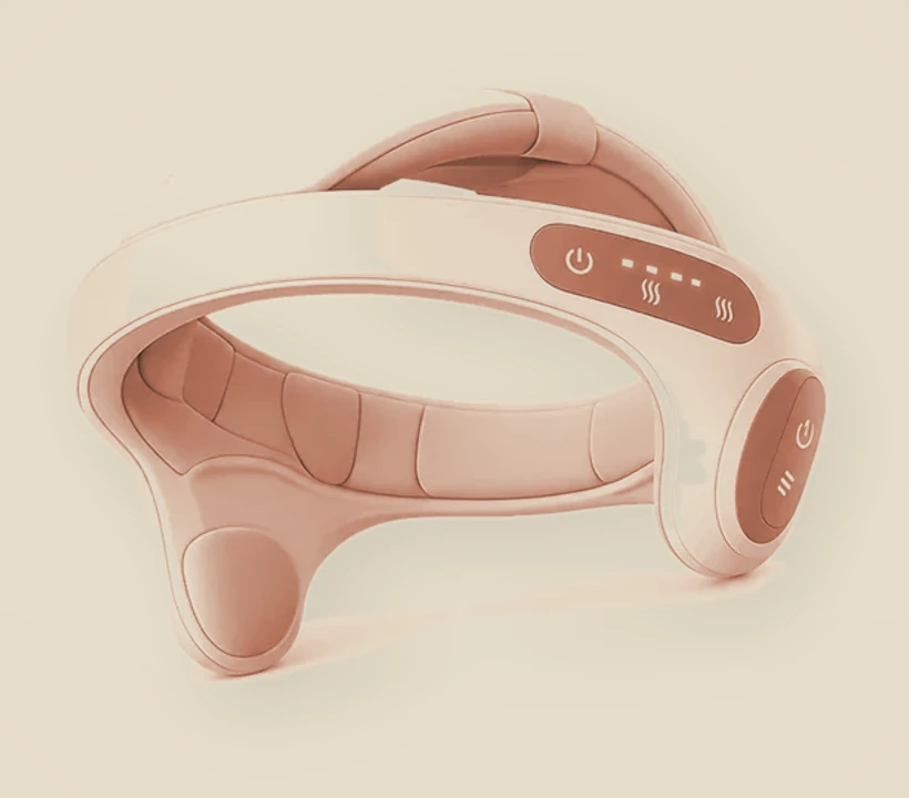 The rechargeable handheld scalp massager in warm clay tones